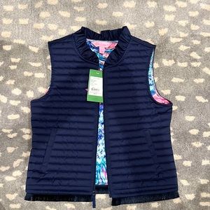 NWT Girls Lilly Pulitzer Levie Vest, True Navy, size L (8-10)